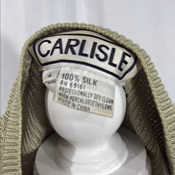 VINTAGE CARLISLE 100% SILK SAGE KNIT JACKET & TANK SET L - Picture 3 of 14